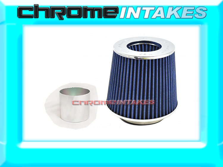 BLUE UNIVERSAL 3.5/" 89mm FLANGE CONE AIR FILTER FOR FORD AIR INTAKE+PIPE
